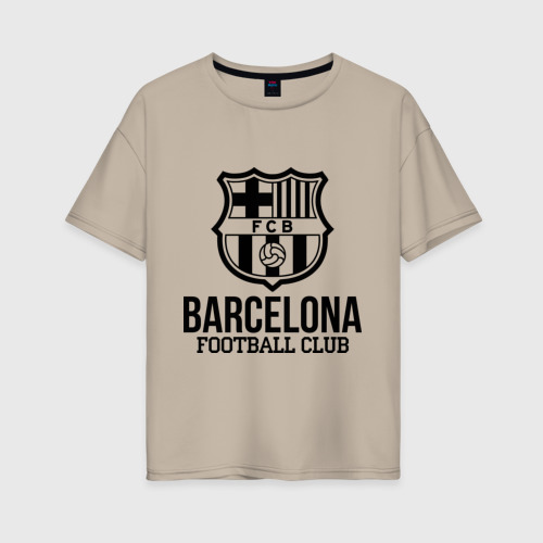 Женская футболка хлопок Oversize Barcelona FC, цвет миндальный