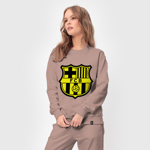 Женский костюм хлопок Barcelona logo, цвет пыльно-розовый - фото 5