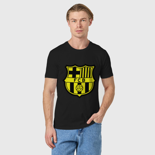 Мужская футболка хлопок Barcelona logo, цвет черный - фото 3