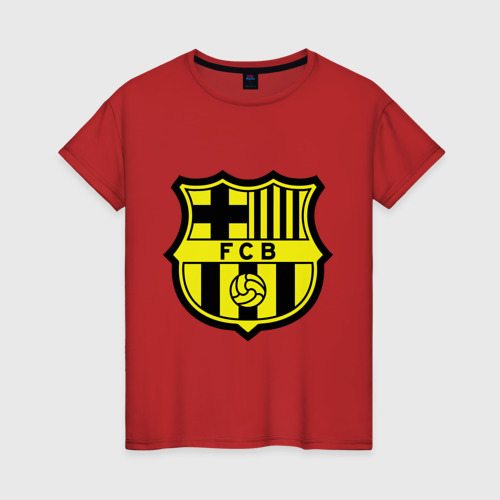 Женская футболка хлопок с принтом Barcelona logo, вид спереди #2
