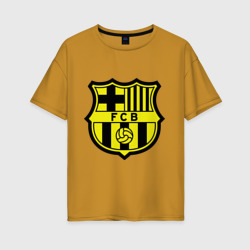 Женская футболка хлопок Oversize Barcelona logo