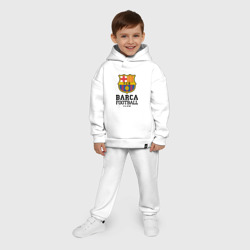 Костюм с принтом Barcelona FC для ребенка, вид на модели спереди №6. Цвет основы: белый