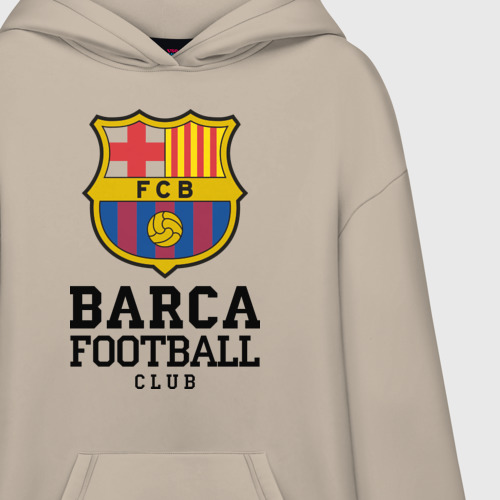 Худи SuperOversize хлопок Barcelona FC, цвет миндальный - фото 3