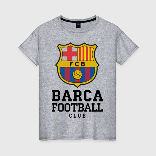 Женская футболка хлопок Barcelona FC, цвет меланж