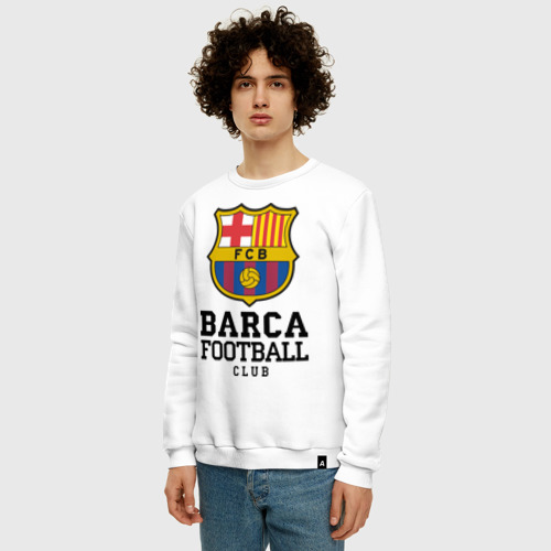 Мужской свитшот хлопок Barcelona FC, цвет белый - фото 3