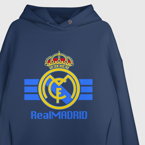 Женское худи Oversize хлопок Real Madrid, цвет темно-синий - фото 3