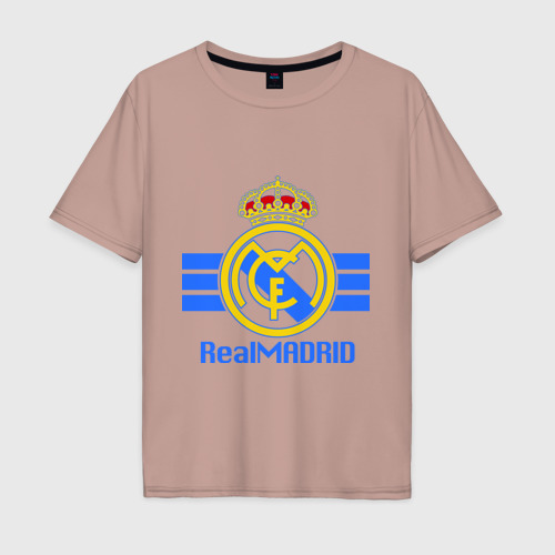 Мужская футболка хлопок Oversize Real Madrid, цвет пыльно-розовый