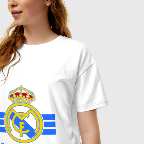 Женская футболка хлопок Oversize Real Madrid, цвет белый - фото 3
