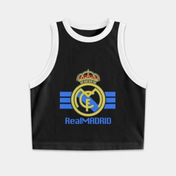 Женская укороченная майка-топ хлопок Real Madrid