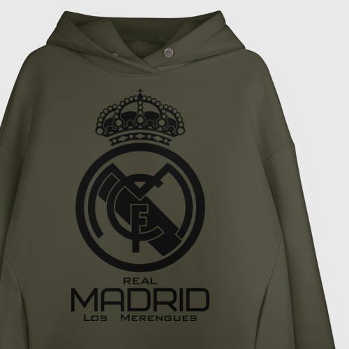 Женское худи Oversize хлопок Real Madrid, цвет хаки - фото 3