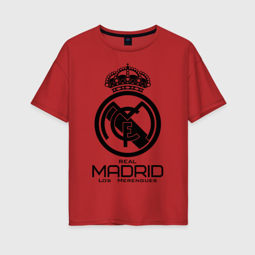 Женская футболка хлопок Oversize Real Madrid, цвет красный