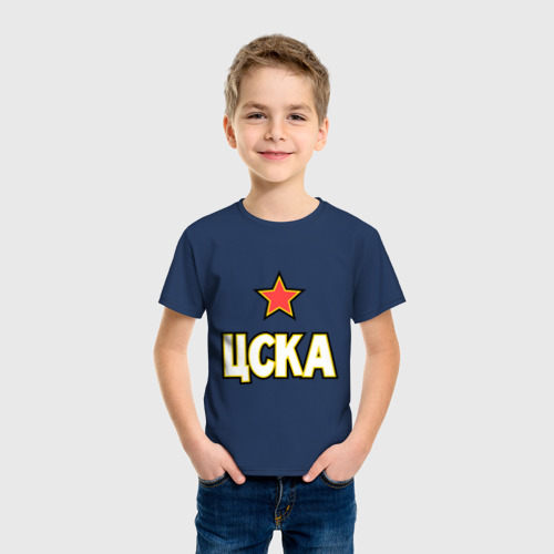 Детская футболка хлопок ЦСКА, цвет темно-синий - фото 3