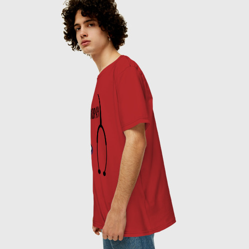 Мужская футболка хлопок Oversize Тыжврач, цвет красный - фото 5