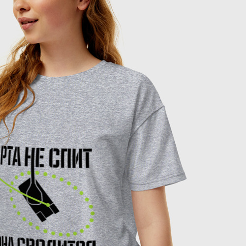 Женская футболка хлопок Oversize Арта в работе, цвет меланж - фото 3