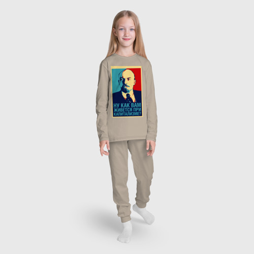 Детская пижама с лонгсливом хлопок с принтом Ленин, вид сбоку #3