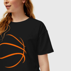 Женская футболка хлопок Oversize Баскетбольный мяч - фото 2