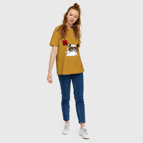 Женская футболка хлопок Oversize Веселая Dota2, цвет горчичный - фото 5