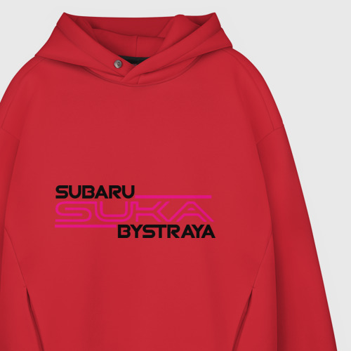 Мужское худи Oversize хлопок Subaru Suka быстрая, цвет красный - фото 4