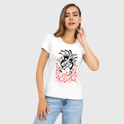 Женская футболка хлопок Slim Индейцы танцуют, цвет белый - фото 3