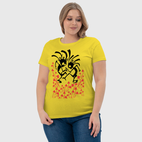 Женская футболка хлопок Индейцы танцуют, цвет желтый - фото 6