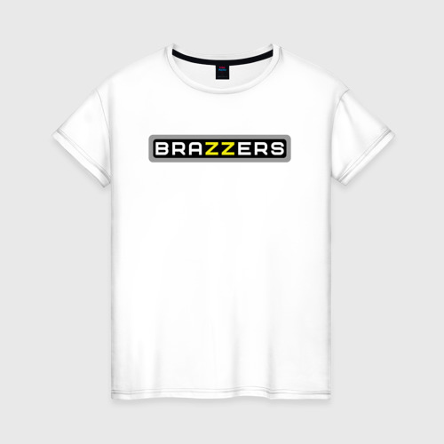 Женская футболка из хлопка с принтом Brazzers, вид спереди №1