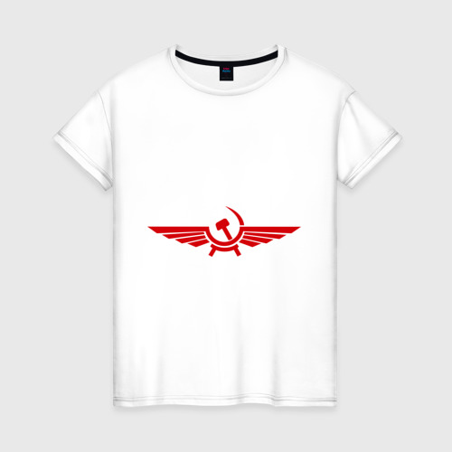 Женская футболка хлопок Серп и молот в виде орла, цвет белый