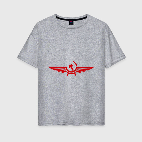 Женская футболка хлопок Oversize Серп и молот в виде орла, цвет меланж