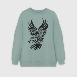 Женский свитшот oversize без начеса хлопок Орел в броске