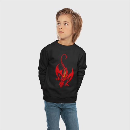 Детский свитшот хлопок Пылающий дракон, цвет черный - фото 5