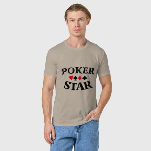 Мужская футболка хлопок Poker Stars, цвет миндальный - фото 3