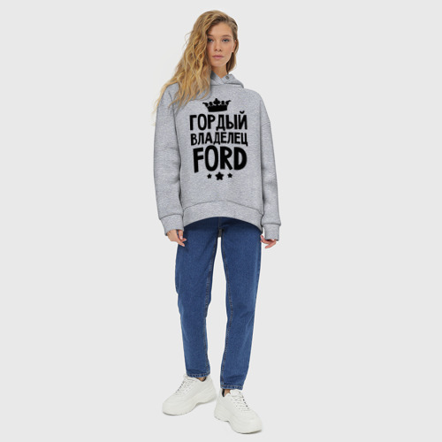 Женское худи Oversize хлопок Гордый владелец Ford, цвет меланж - фото 6