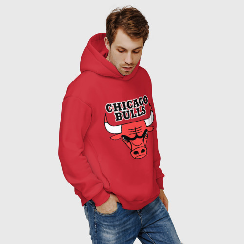 Мужское худи Oversize хлопок Chicago Bulls, цвет красный - фото 7