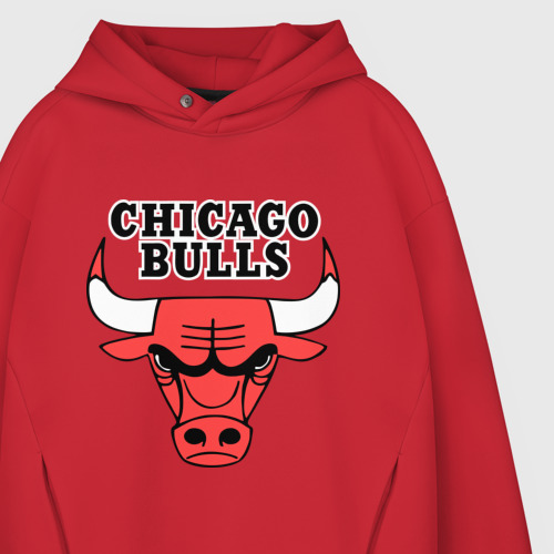 Мужское худи Oversize хлопок Chicago Bulls, цвет красный - фото 4