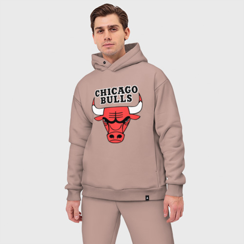 Мужской костюм oversize хлопок Chicago Bulls, цвет пыльно-розовый - фото 3