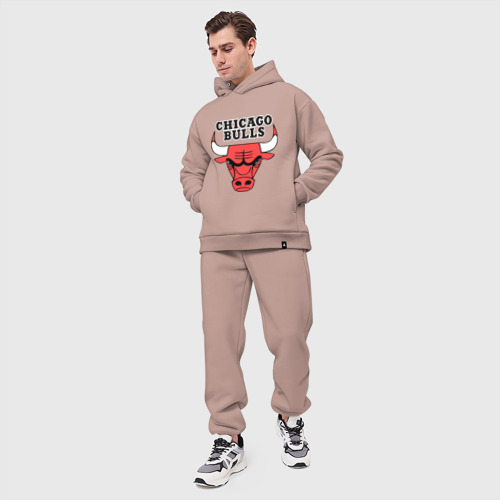 Мужской костюм oversize хлопок Chicago Bulls, цвет пыльно-розовый - фото 5