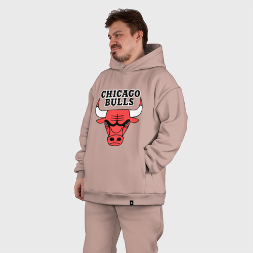 Мужской костюм oversize хлопок Chicago Bulls, цвет пыльно-розовый - фото 7