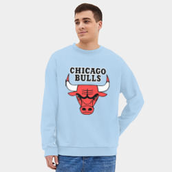 Мужской свитшот oversize без начеса хлопок Chicago Bulls - фото 2