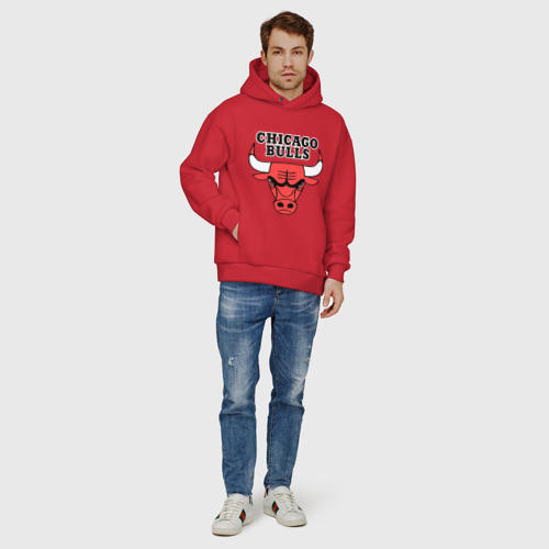 Мужское худи Oversize хлопок Chicago Bulls, цвет красный - фото 6