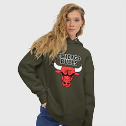 Женское худи Oversize хлопок Chicago Bulls - фото 2