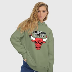 Женское худи Oversize хлопок Chicago Bulls - фото 2