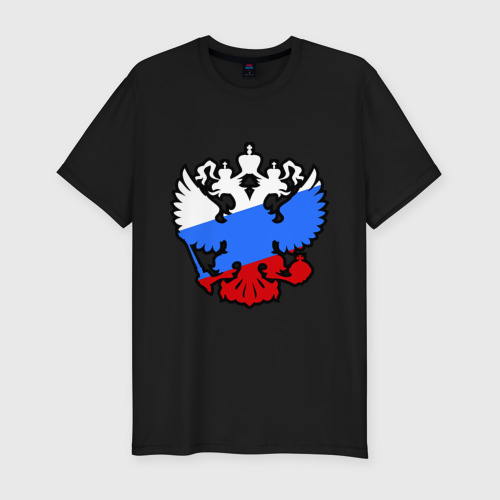 Мужская футболка хлопок Slim Герб России, цвет черный