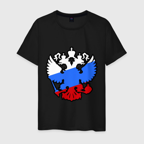 Мужская футболка хлопок с принтом Герб России, вид спереди #2