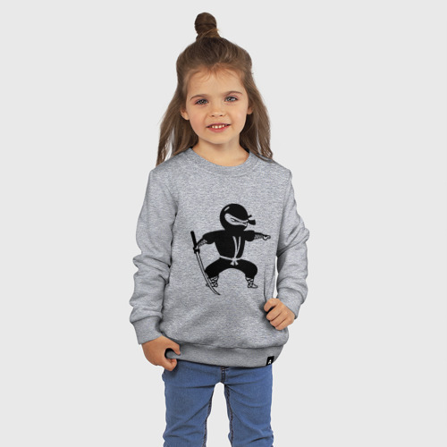 Детский свитшот хлопок Черный ниндзя, цвет меланж - фото 3