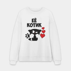 Мужской свитшот oversize без начеса хлопок Её котик