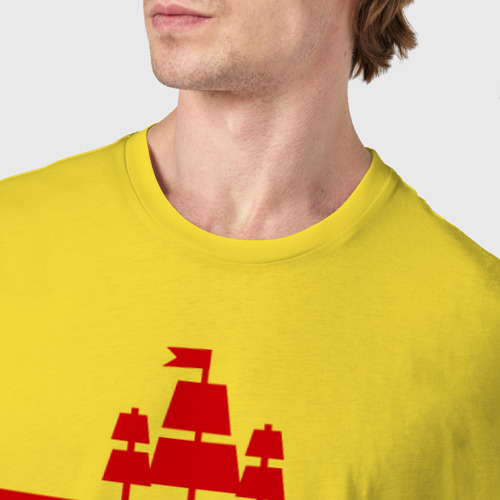 Мужская футболка хлопок Жизнь в уюте, цвет желтый - фото 6