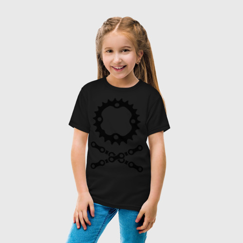 Детская футболка хлопок Велосипедная цепь и звездочка, цвет черный - фото 5