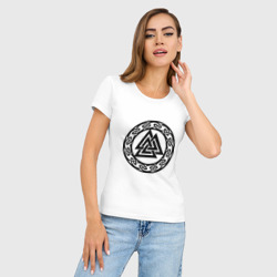 Женская футболка хлопок Slim Валькнут - символ Одина - фото 2