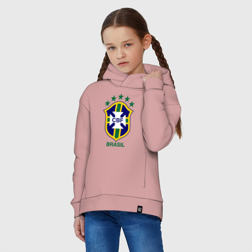Детское худи Oversize хлопок Сборная Бразилии по футболу, цвет пыльно-розовый - фото 3