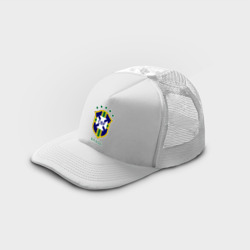 Кепка с принтом Сборная Бразилии по футболу для ребенка, вид на модели спереди №3. Цвет основы: белый