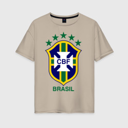 Женская футболка хлопок Oversize Сборная Бразилии по футболу
